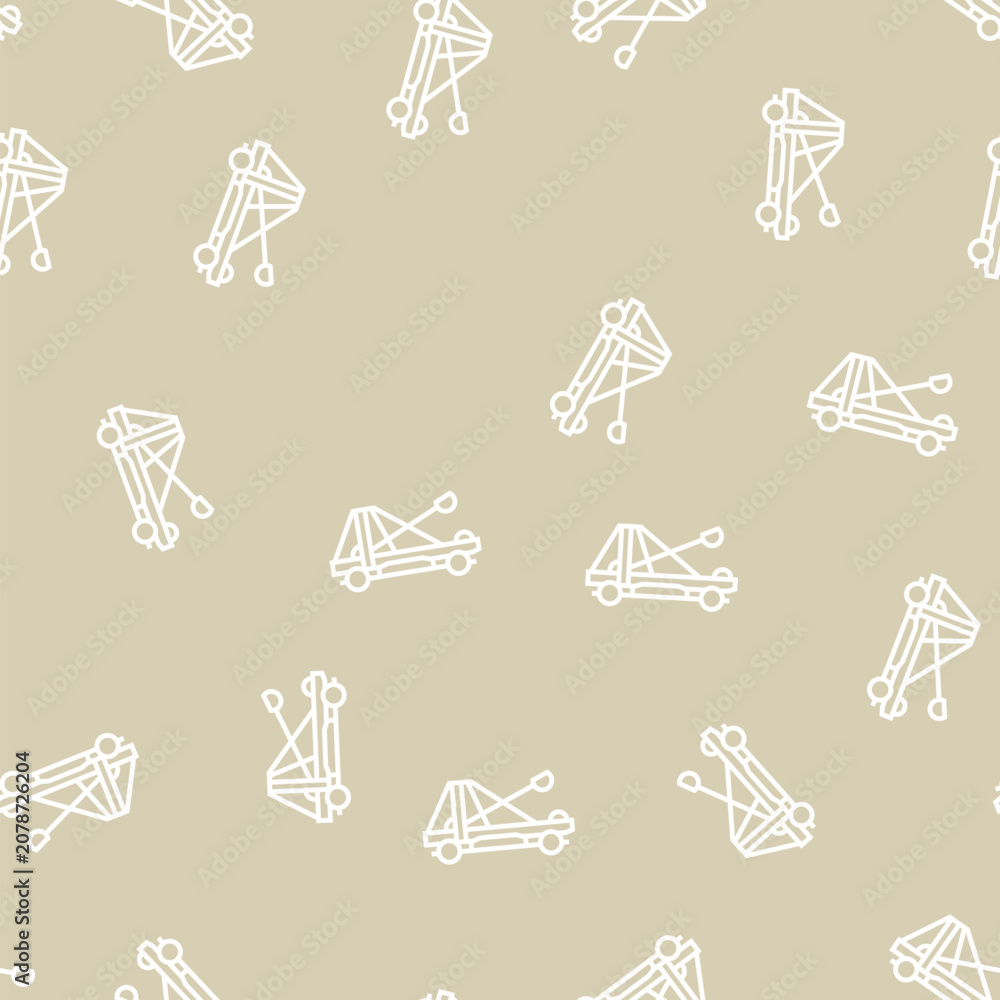 Obraz premium catapult weapon ancient rome vector line seamless pattern catapult weapon ancient rome sign illustration