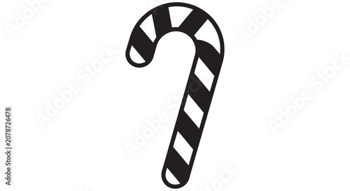 Candy Cane Silhouette On White Background Striped Festive Confectionery Design
