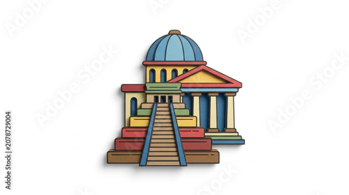 Stylized Illustration of a Government Building with Steps.