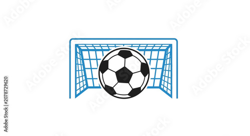 Soccer Ball in Goal Net Vector Illustration
