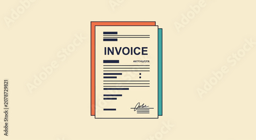 Stack of Invoice Documents in Flat Vector Style
