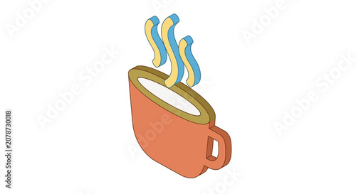 Steaming Orange Coffee Cup Vector Illustration
