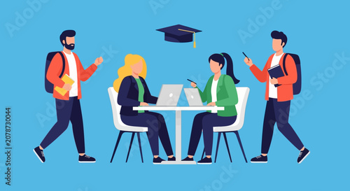 students-learning-vector-graphic