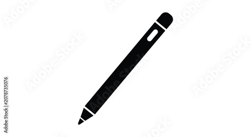 Schilderij op canvas Stylus pen with rectangular grip a black silhouette digital drawing writing