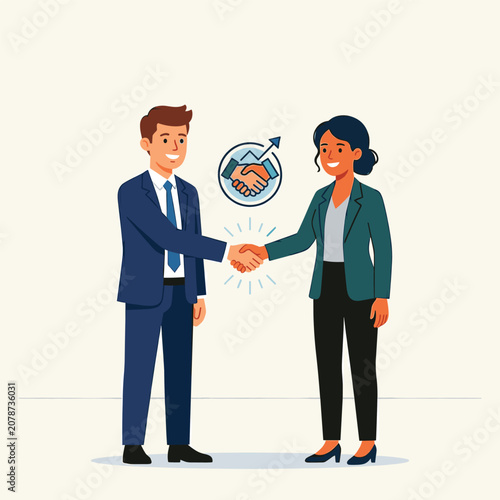 Business Partners Shaking Hands With Man With Woman