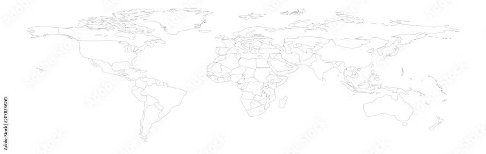 Fototapeta premium world map long Outline 07 illustration image graphic for design projects presentations digital media marketing visuals professional commercial content