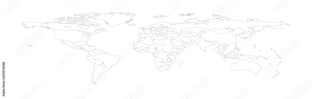 Fototapeta premium world map long Outline 08 illustration image graphic for design projects presentations digital media marketing visuals professional commercial content