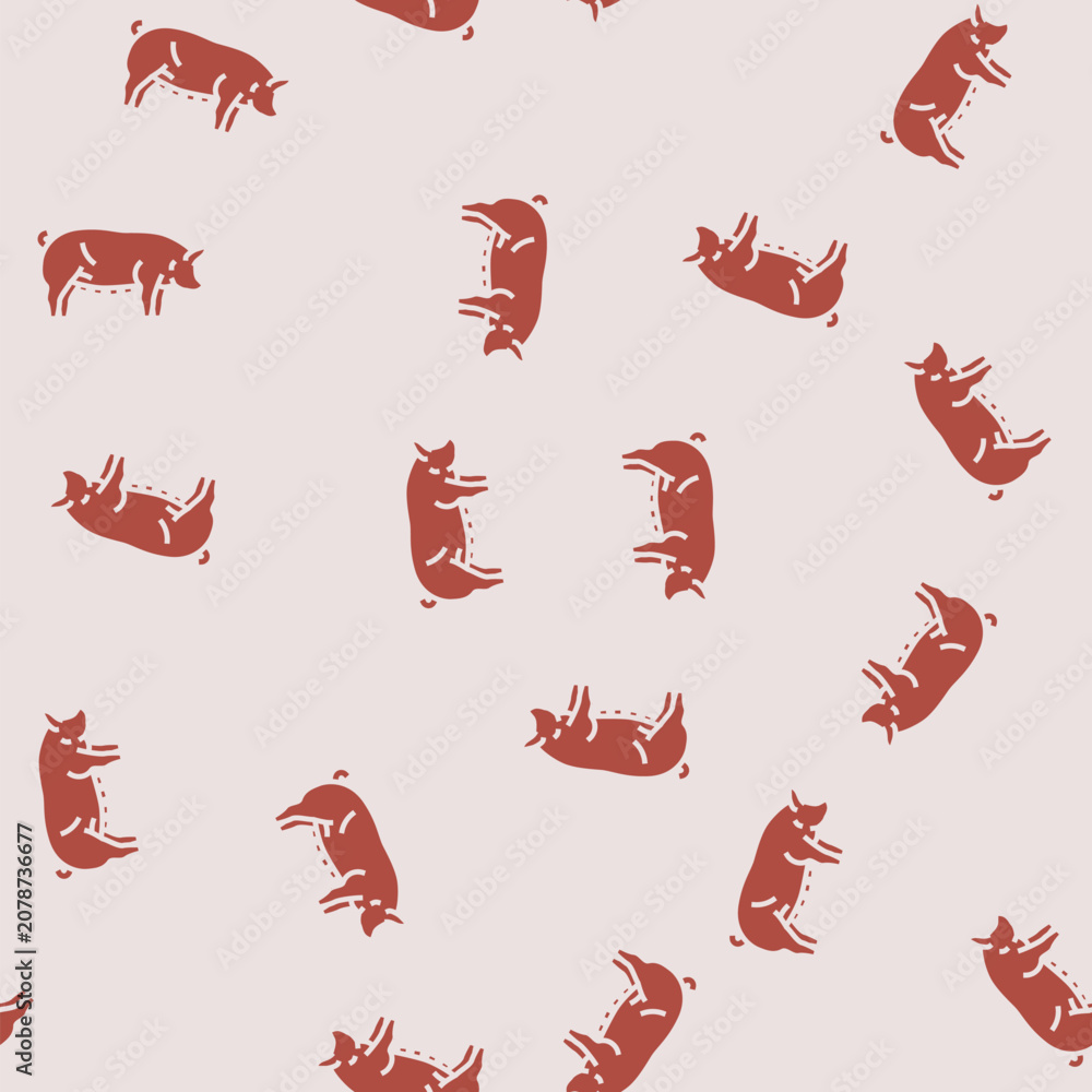 Obraz premium pig field animal vector glyph seamless pattern pig field animal sign illustration