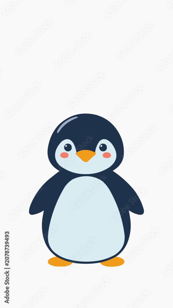 Fototapeta premium Adorable Small Penguin Character Vector Illustration Isolated on Plain White Background