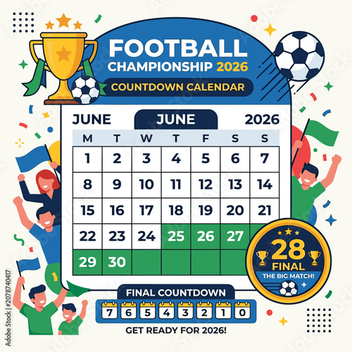 Football Championship 2026 Countdown Calendar Celebrating Victory