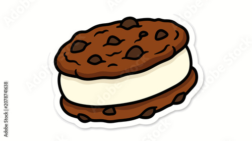 Delicious Chocolate Chip Cookie Ice Cream Sandwich Treat.