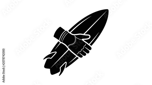 Surfing Hand Holding Surfboard Icon, Vector Illustration