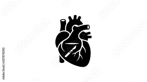 Surgical Heart Icon: Cardiology, Health, Medicine, Surgery, Life