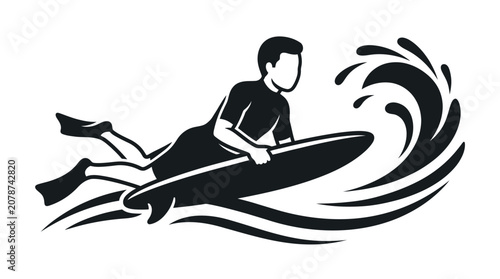 Surfer Riding Wave Silhouette