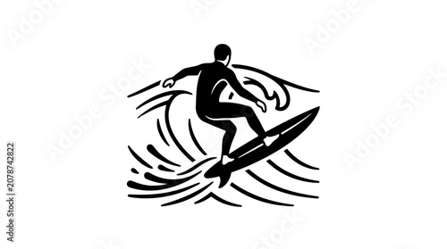 Surfer Riding Wave Silhouette