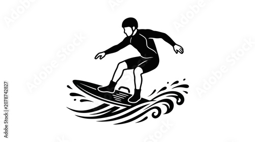 Surfer Riding Wave Silhouette
