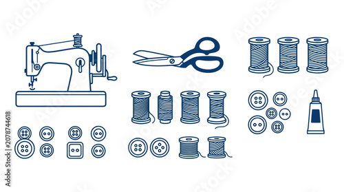 Sewing machine and tailoring equipment set