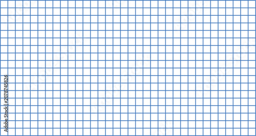 Blue square grid pattern background with graph paper style lines for notebook, template, education and geometric design.
