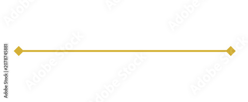 Golden ornamental divider line with diamond ends. Minimal geometric separator. Elegant decorative border for invitations, certificates and luxury layouts