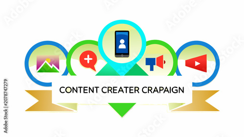 Content creator campaign concept infographic with icons campaign marketing