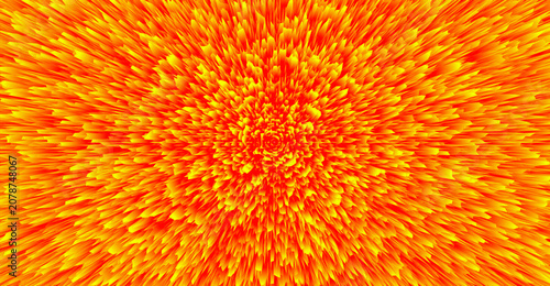 Fiery Orange and Yellow Radial Abstract Burst Background with Dynamic 3D Spikes and Explosive Energy Texture, Modern summer and spring wallpaper design