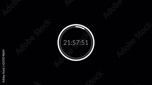 One day countdown timer animation in one minute with transparent background, 24 hours countdown in 60 second with alpha channel in 4k.