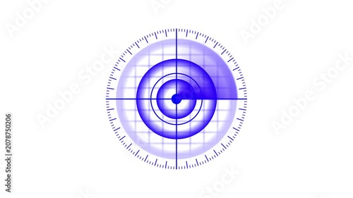Blue neon radar screen animation futuristic interface digital H U D scan target detection loop. Animated radar interface blue neon glowing technology scan targeting system seamless motion graphics.