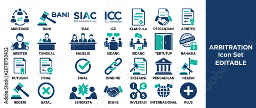 Konstfotografi Legal arbitration and dispute resolution professional icon set