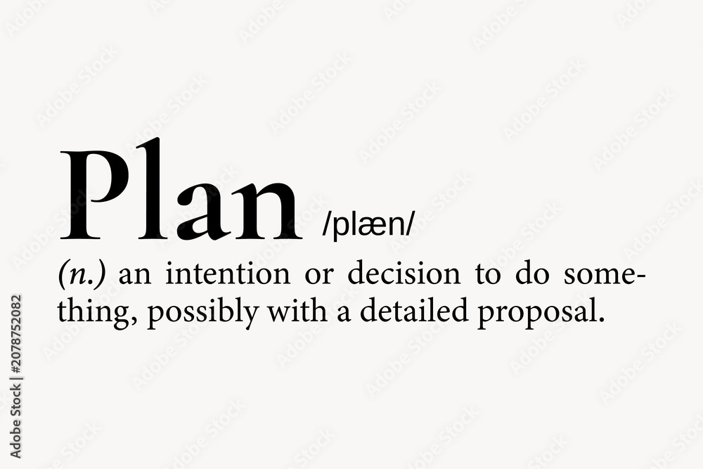 Fototapeta premium Plan definition, dictionary word typography