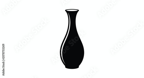 Foto Black Silhouette Of A Tall Bud Vase On A White Background Silhouette flower glas
