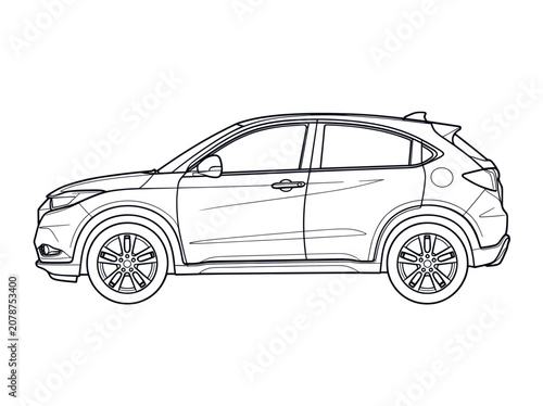 Side View Sketch of Modern Suv Vehicle Illustration