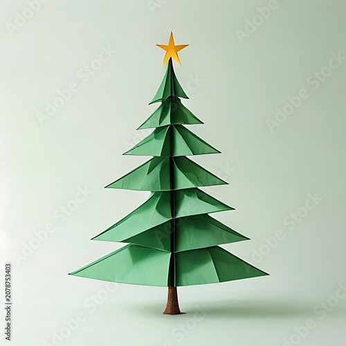 Christmas tree with star topper on white background.