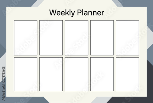 Weekly Planner Template Displayed on Geometric Patterned Background
