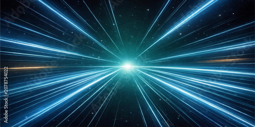 Tableau sur toile Abstract futuristic light tunnel with glowing blue lines and a bright core, representing speed, technology, and data flow in a digital universe