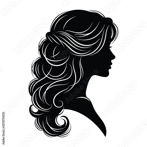 Woman Silhouette Hair Profile.