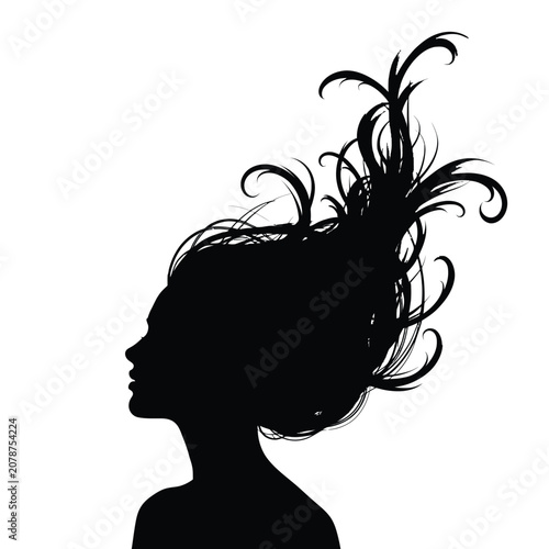 Woman Silhouette Profile View.