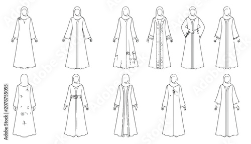 Cuadro en lienzo Modest fashion abaya collection, elegant Islamic clothing designs, traditional M