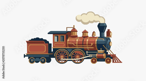 Canvastavla Vintage Steam Engine Train Illustration.