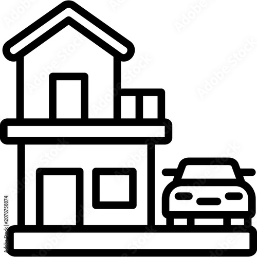 residential icon illustration design with outline