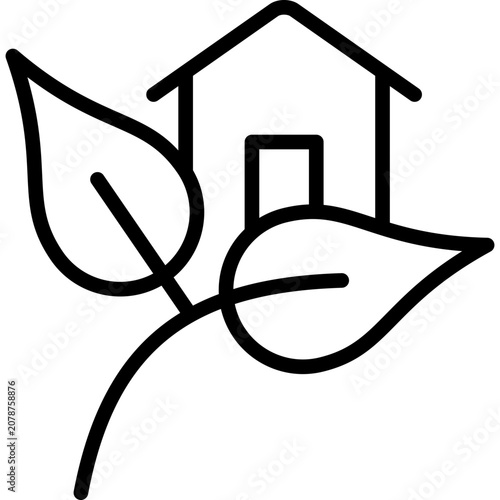 sustainable housing icon illustration design with outline