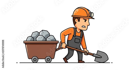 Construction worker pushing wheelbarrow with bricks.