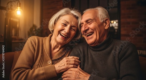 Joyful Elderly Couple Sharing Laughter and Happiness.