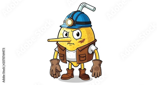 Cartoon character dressed as lumberjack for winter.