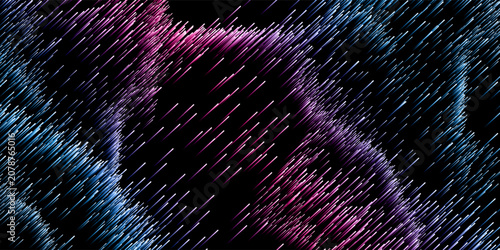 Photos Abstract vector background featuring scattered diagonal lines in vibrant blue, pink, and purple neon colors on a dark black backdrop, ideal for technology, music, gaming, and digital design templates