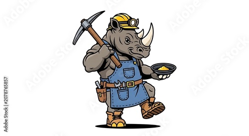 Cartoon miner character with pickaxe and helmet.