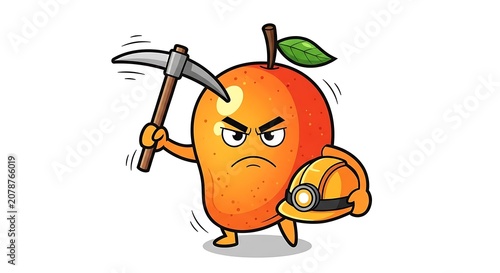 Cartoon orange horse with green hat and glasses.