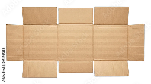 Flat cardboard box isolated on transparent background