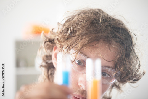Fotografie young scientist male working in a labor, portrait