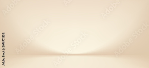 Soft beige studio background with golden light gradient. Premium 3D bg featuring warm cream and ivory tones, perfect for luxury product. Vector Illustration