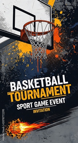 Basketball Tournament Sport Game Event Invitation Poster.